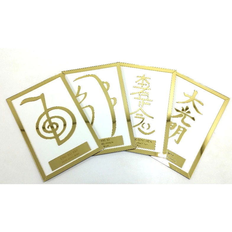 Conjunto 4 quadros Símbolos Reiki Chokurei Seiheki honshazenshonen daikomyo