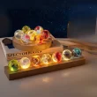 Luminária 7 Chakras Esferas Bolas De Cristal Madeira Abajur Luminária para Cabeceira