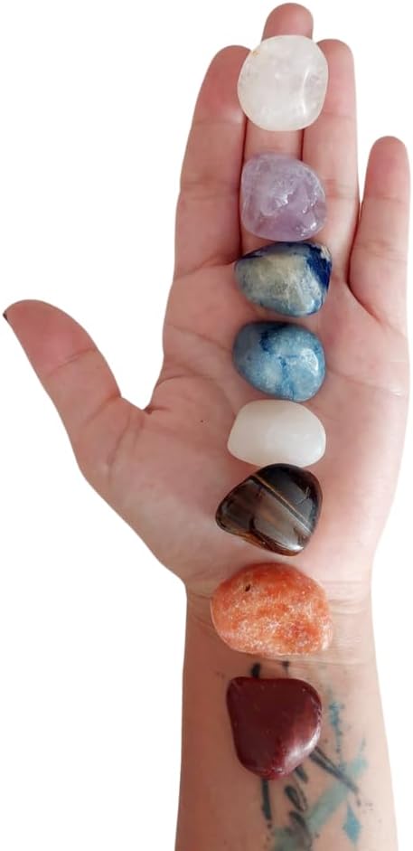Kit Pedras Chakras Básico com 7 Cristais Rolados Naturais