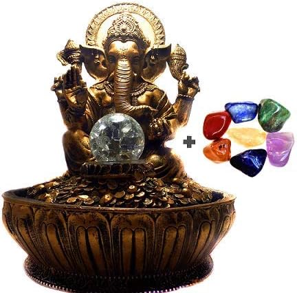 Fonte de Água Ganesha Combo com Pedras dos 7 Chakras