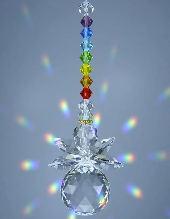 Pingente Fada dos 7 Chakras com Cristais — Enfeite Zen