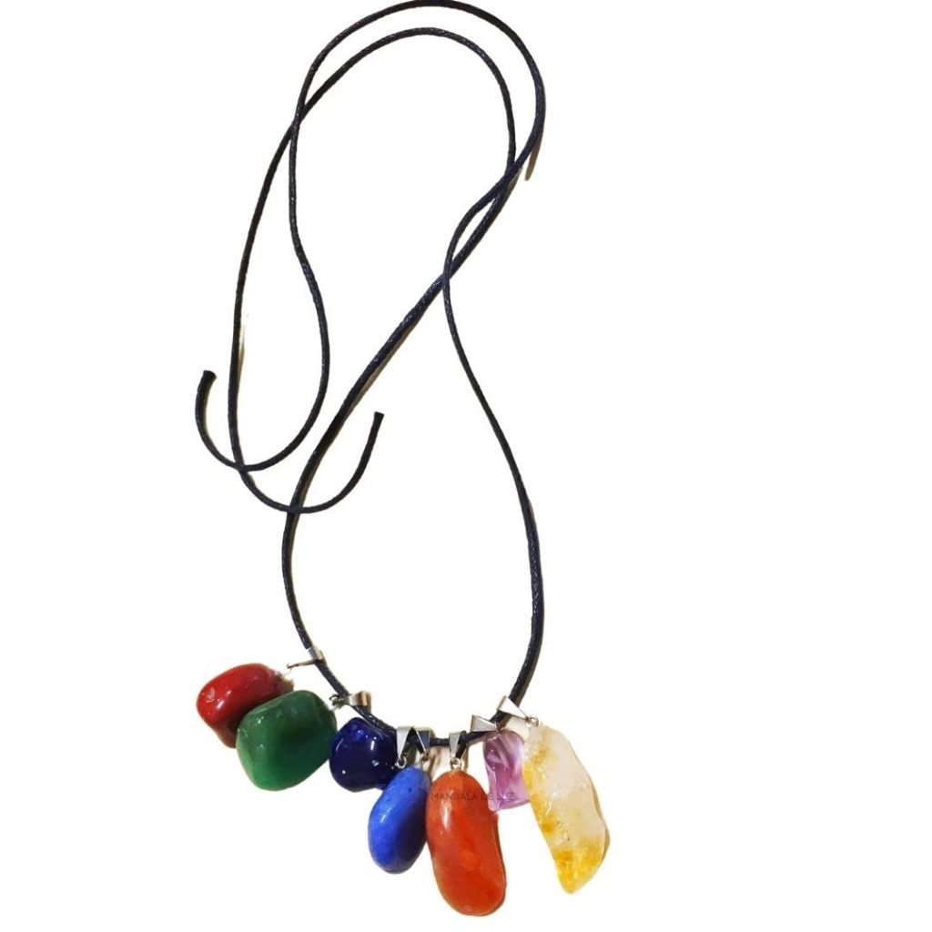 Pingentes dos 7 Chakras Combo com Cordão Preto — 7 Peças