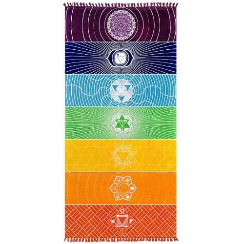 Canga Manta Colorida 7 Chakras para Yoga e Decoração