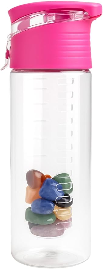 Garrafa 7 Chakras com Pedras 500 ml — Modelo Rosa