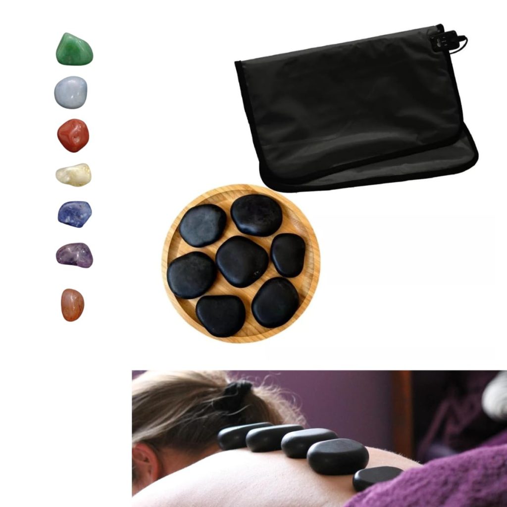 Kit Pedras Quentes Vulcânicas com Bolsa Aquecedora 220V