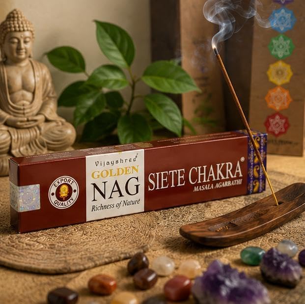 Incenso Golden Nag Sete Chakras Massala — 15 Varetas