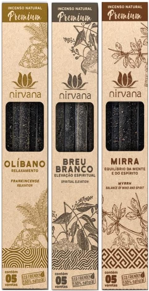 Incenso Natural Nirvana Premium — Kit 3 Resinas Sagradas