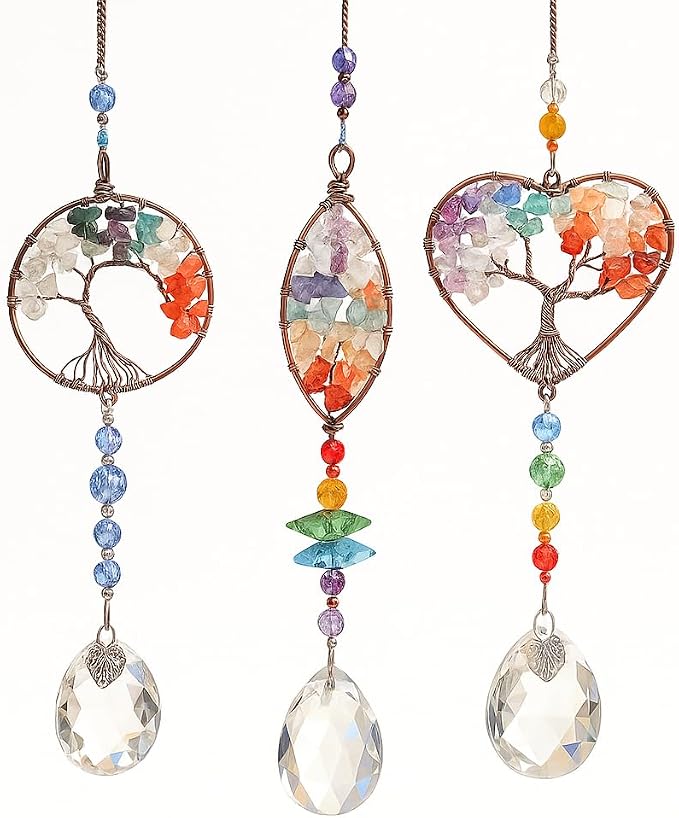 Suncatchers de Cristal Kit com 3 Peças — Árvore da Vida