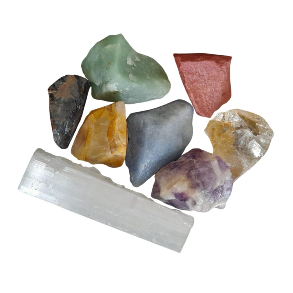 Barra de Selenita com Pedras dos Chakras — Kit Natural