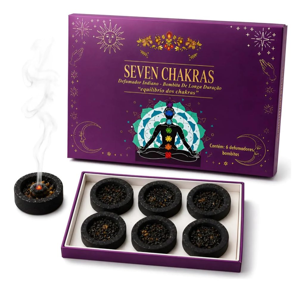 Defumador Goloka 7 Chakras — Caixa com 6 Bombitas