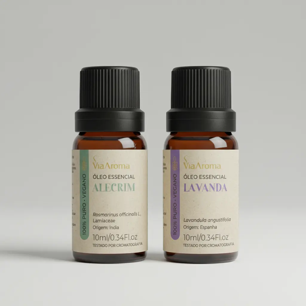 Óleo Essencial Alecrim e Lavanda — Kit 10 ml Via Aroma