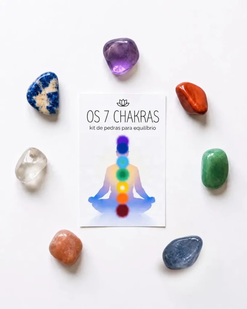 Cristais dos Chakras Rolados — Kit com 7 Pedras Naturais