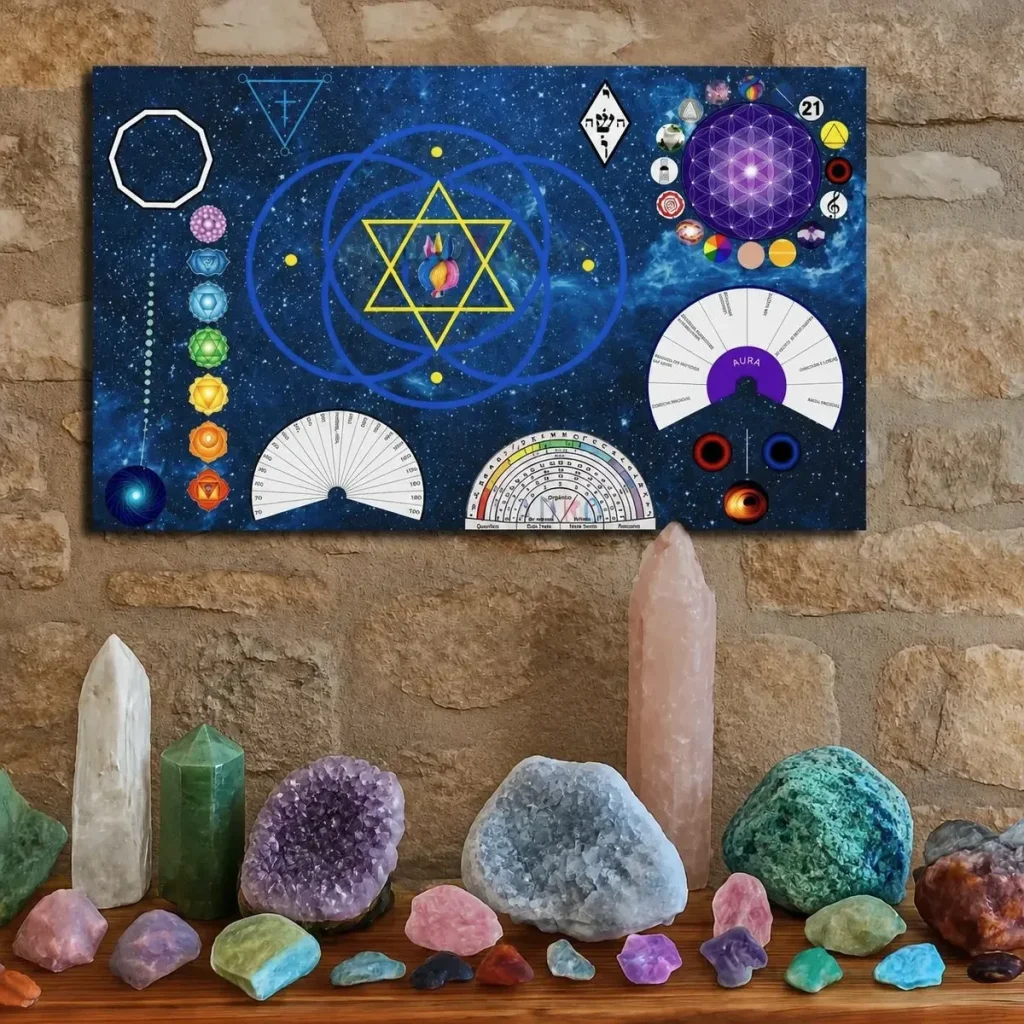 Mesa Radiônica Cristal Azul 30×40 cm — Quadro Decorativo