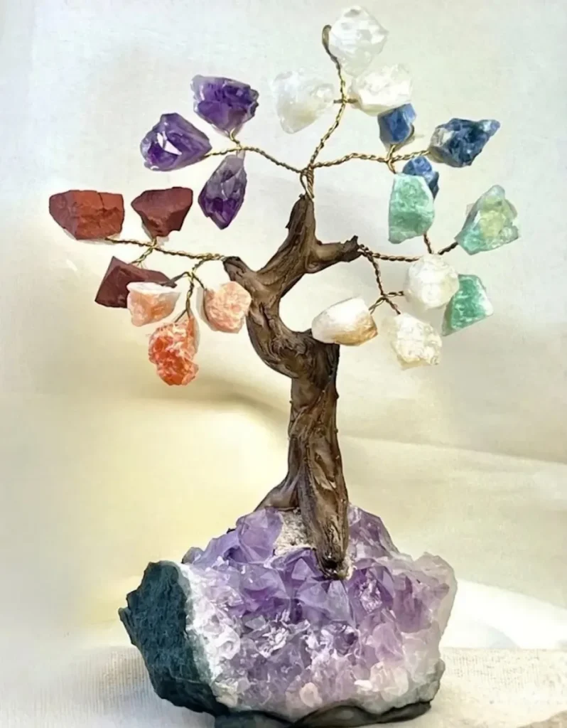 Árvore Chakras com Base de Drusa de Ametista