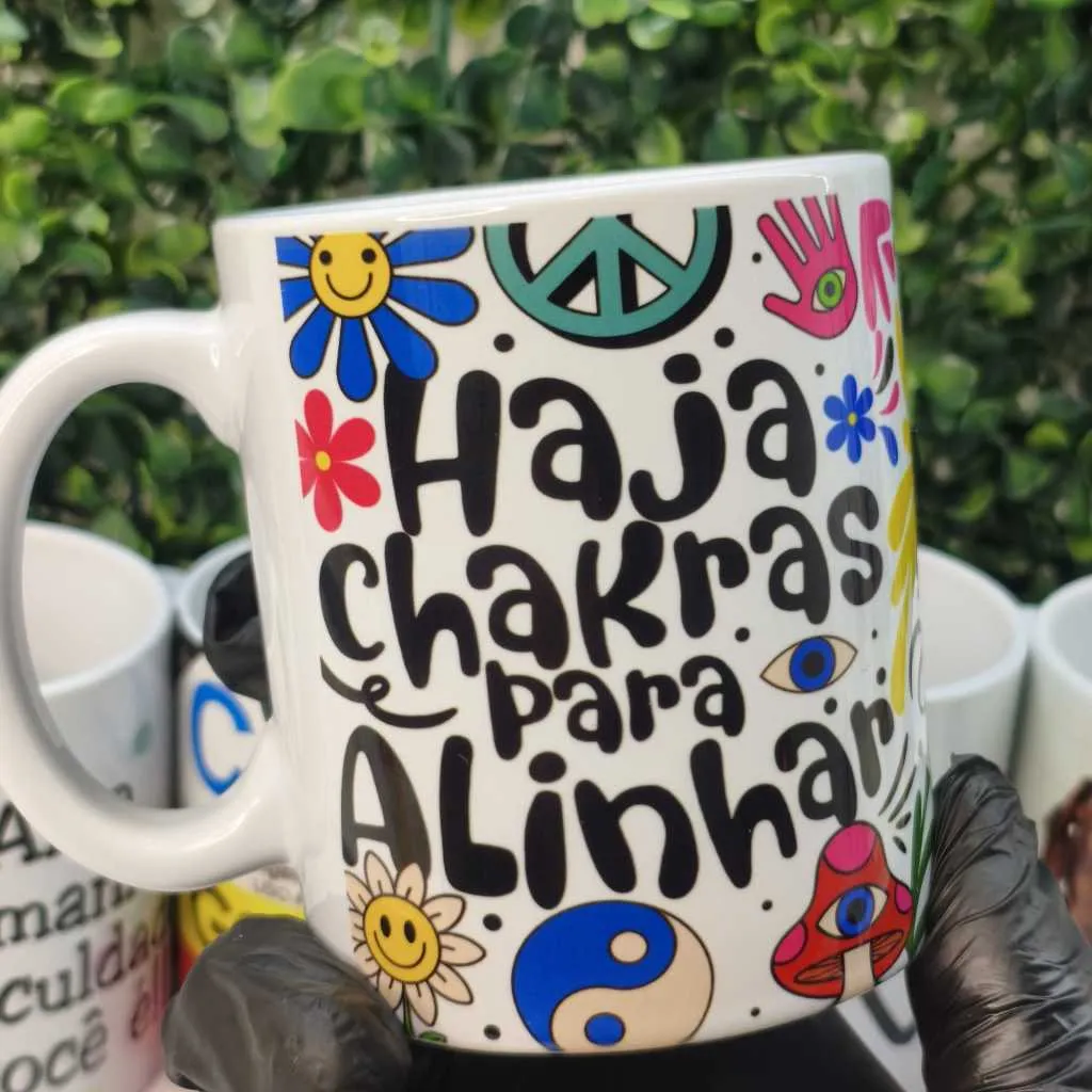 Caneca Chakras Madrin em Cerâmica — 325 ml