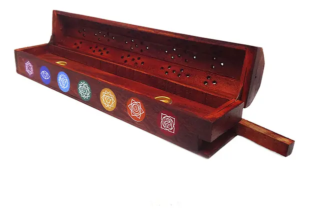 Incensário Baú Pop Zenn em Madeira — 7 Chakras