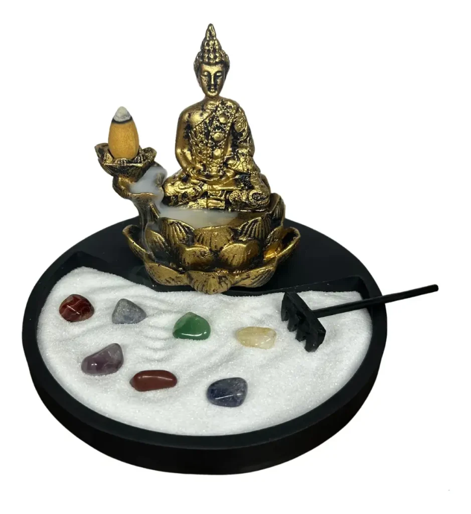 Jardim Zen com Incensário Cascata Buda e Pedras