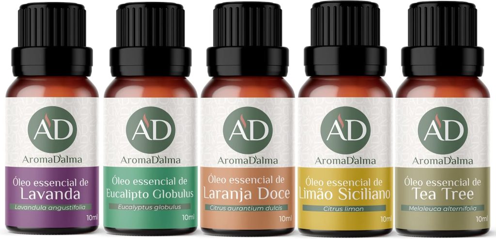 Óleos Essenciais Aroma D’Alma — Kit com 5 Aromas