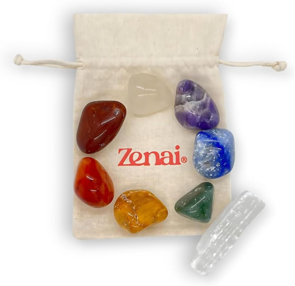 Pedras Chakras Zenai Grandes com Bastão de Selenita