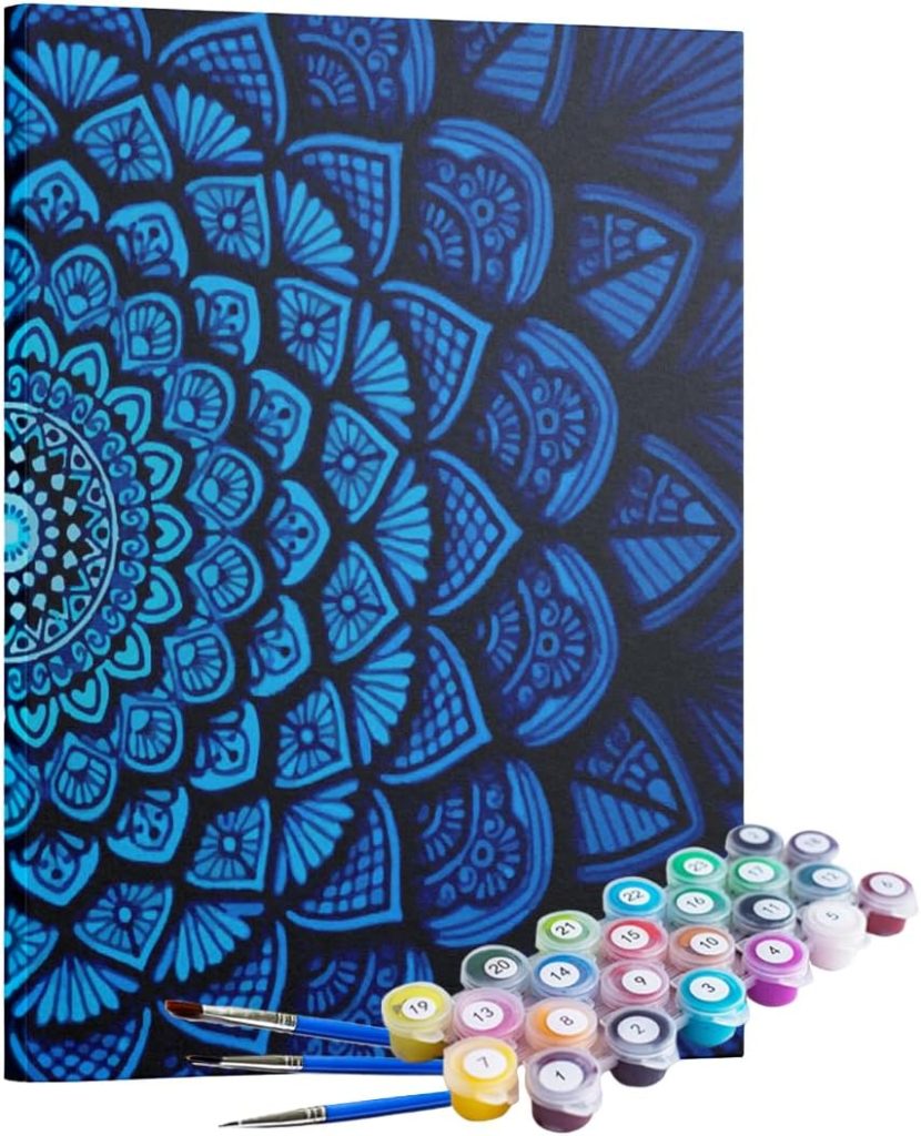 Pintura Mandala Azul por Números — Tela 40 x 50 cm