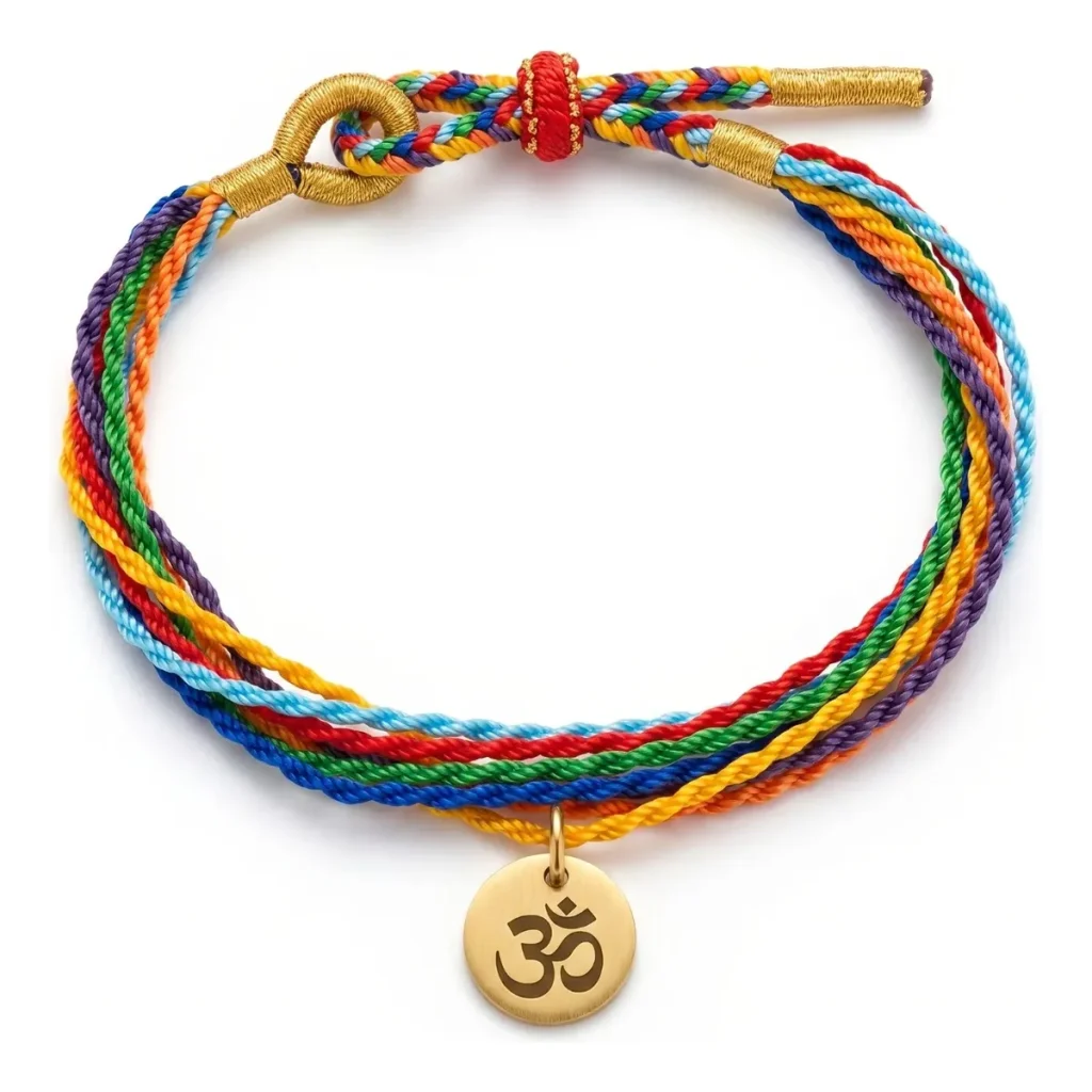 Pulseira Chakras com Símbolo Om e Cordão Ajustável