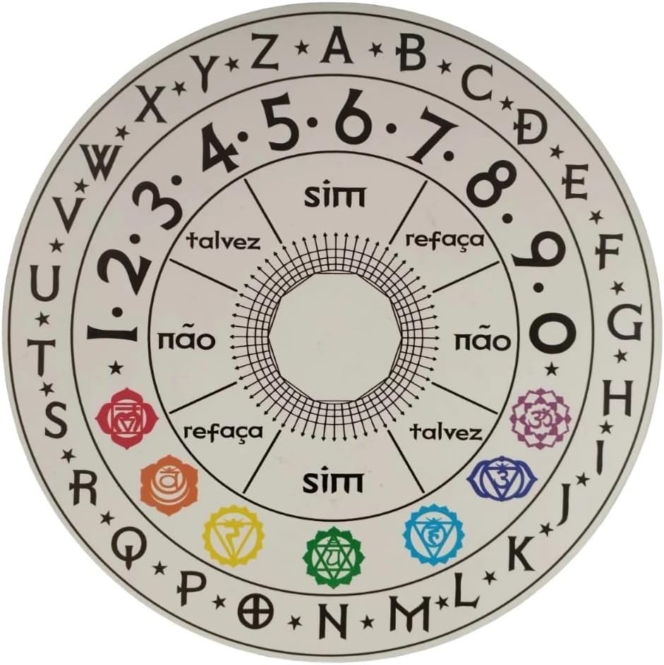 Tabuleiro Radiestesia para Pêndulo com Gráfico de Chakras